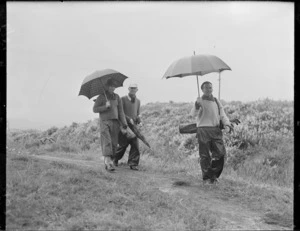 Three golfers on the golf course at Paraparaumu