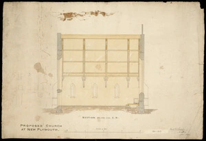 Thatcher, Frederick, 1814-1890 :Proposed church at New Plymouth. Section on the line C. D. Fred.k Thatcher Architect, Dec. 1844