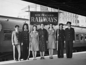 Women participants in New Zealand Railways victory pageant