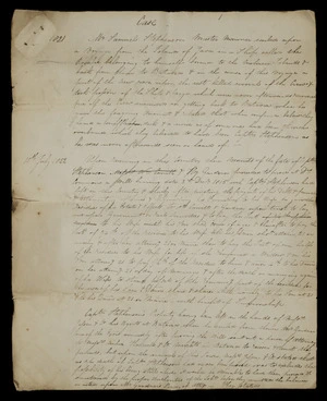 First page of copy case relating to the presumed death of Captain Samuel Stephenson