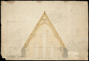 Thatcher, Frederick, 1814-1890 :Proposed church at New Plymouth. Section of the roof. Fred.k Thatcher Architect, Dec. 1844