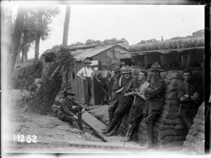 The New Zealand Rifle Brigade in camp near the line, World War I