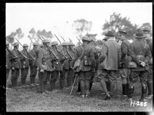 Sir Thomas MacKenzie at a troop inspection in France during World War I