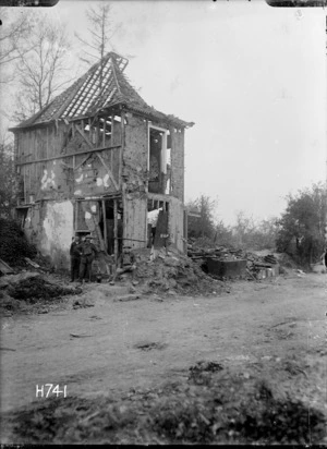 The remains of a bombed building in Hebuterne during World War I