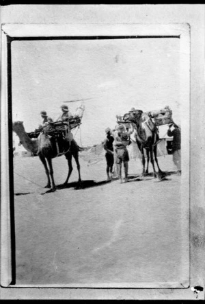 World War I soldiers with camels