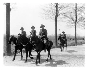 Some New Zealand officers on horseback