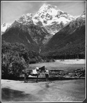 Mount Tutoko seen from the Hollyford River