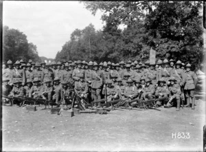 A New Zealand Rifle Brigade raiding party with captured machine guns, France