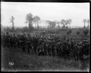 General Godley reviews New Zealand troops after the Battle of Messines