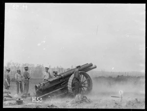 New Zealand gun 'Alice' in action during the Battle of Messines