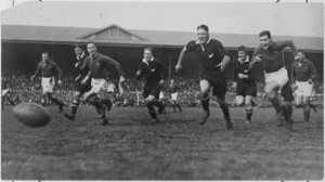 Rugby match between the All Blacks and the Springboks, 1st test match, 1937, Athletic Park, Wellington - Photograph taken by Charles Percy Samuel Boyer