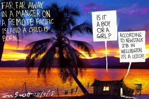 Far, far away, in a manger on a remote Pacific Island, a child is born…