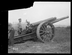 A New Zealand artillery gun at the Battle of Messines, World War I