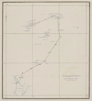 Map of North Island of New Zealand, Samoa and Fiji