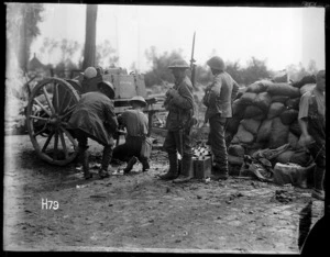 World War I soldiers filling water bottles near Ploegsteert Wood