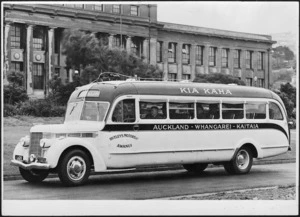 Diamond T coach operated by Hutley's Motors, Awanui, Northland
