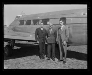 Members from SBAC (Society of British Aircraft Constructors), at the airplane trials of the D H Dove.