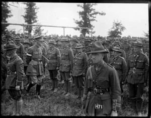 General Godley reviews the New Zealand troops after the Battle of Messines, Belgium