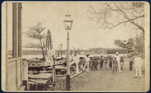 Damage caused by naval bombardment, Apia, Samoa