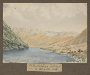 Hurt, Theodore Octavius fl 1860-1871 :Lake Shepherd [sic] looking E. Canterbury, N.Z. [1861-1871].