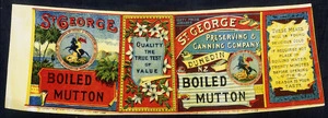 St George Preserving & Canning Company Ltd :St George boiled mutton. [Can label. 1890s-1940s].