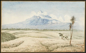 [Weld, Frederick Aloysius] 1823-1891 :Mount Egmont ("Taranaki") from near one of the blockhouses to the right of Marsland Hill behind the town of N[ew] Ply[mouth]. 1861