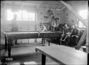 The billiard room at the Manawatu, the YMCA hut at the New Zealand Stationary Hospital, Wisques