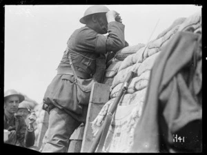 A World War I Brigade Commander looks at the German line near Messines