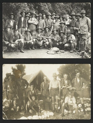 Two group photographs depicting First World War soldiers