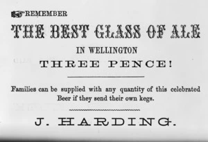 Advertisement for beer from a 1869 Wellington Almanack