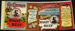 St George Preserving & Canning Company Ltd :St George roast beef. [Can label. 1890s-1940s].