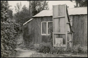 House constructed of trunks of tree ferns, Mokau River