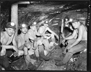 Miners at meal time in the Renown Mine - Photograph taken by Edward Percival Christensen