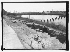 Road damaged by the Hawke's Bay earthquake