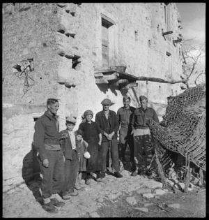 Italian civilians with New Zealand soldiers in Italy during World War 2 - Photograph taken by George Kaye