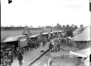 A convoy leaving the New Zealand Stationary Hospital for the ambulance train, France, World War I