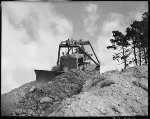 Earthmoving equipment being used to form the highway at Johnsonville - Photograph taken by W Walker