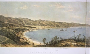 Smith, William Mein 1799-1869 :The harbour of Port Nicholson and the town of Wellington (sketched in the middle of the year 1842). [left-hand portion].