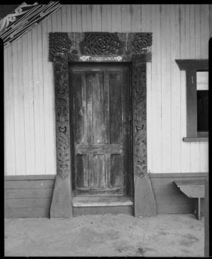 Tuwhiwhia Meeting House, Matakana Island, Tauranga Harbour - Photograph taken by E Woollett