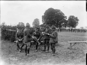 Officers in the ring at the New Zealand Divisional horse show, Courcelles