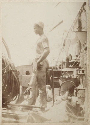 Unidentified crewman on ships deck