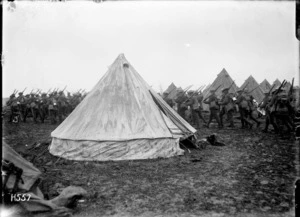 An Auckland Battalion marching into camp, Louvencourt