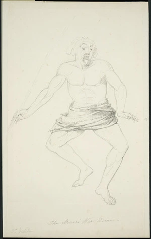 [Strutt, William] 1825-1915 :The Maori war dance. 3rd position. [1855 or 1856]