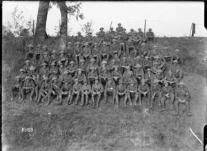 A company of a Wellington Regiment in World War I at Longsart, France