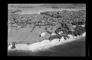 St Leonards beach and Takapuna Grammar School, Takapuna, Auckland