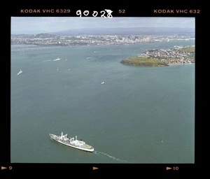 Royal Canadian Navy ships with the naval flotilla in Waitemata harbour