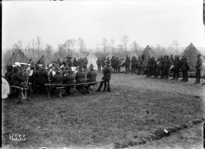 An Auckland Regimental band playing in Louvencourt, France