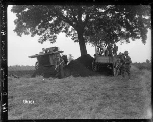 Dumping manure at Hornchurch Convalescent Camp, World War I