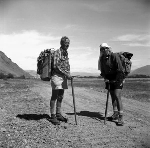 John Pascoe and Michael Clarke, with mountaineering equipment