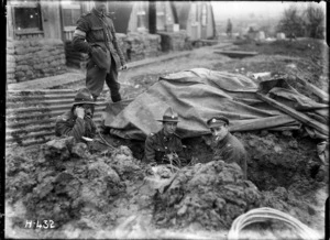 New Zealand Engineers repairing underground signal lines during World War I